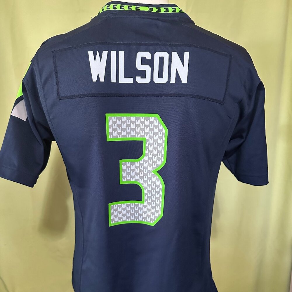 Russel Wilson Seattle Seahawks #3 Nike Kid's Blue Football Jersey Large 14/15